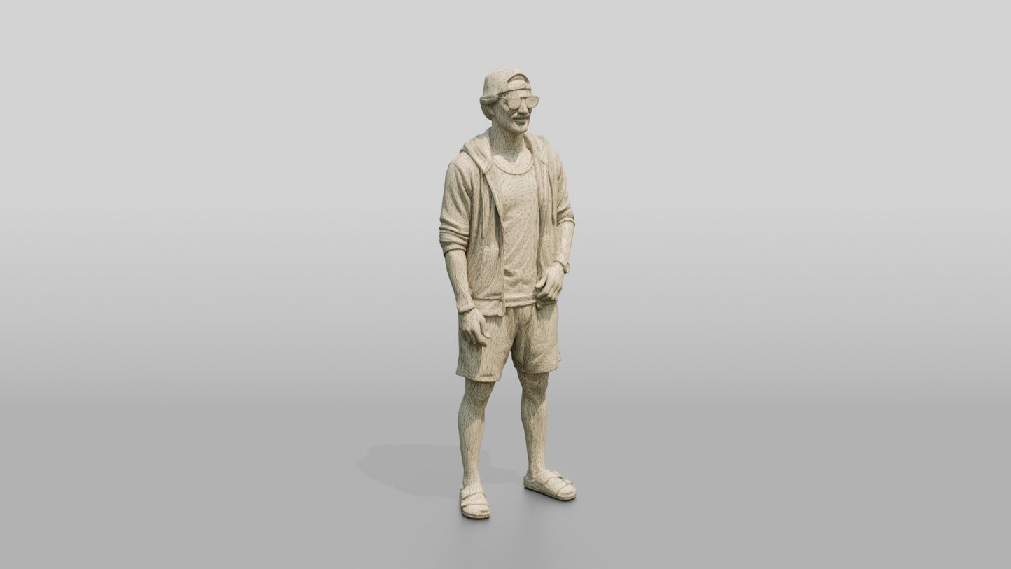 Multiracial Man Posing on the Boardwalk in Towel Hoodie