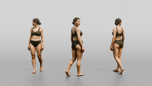 Woman in Black Two-Piece Swimsuit Standing - 3D character model