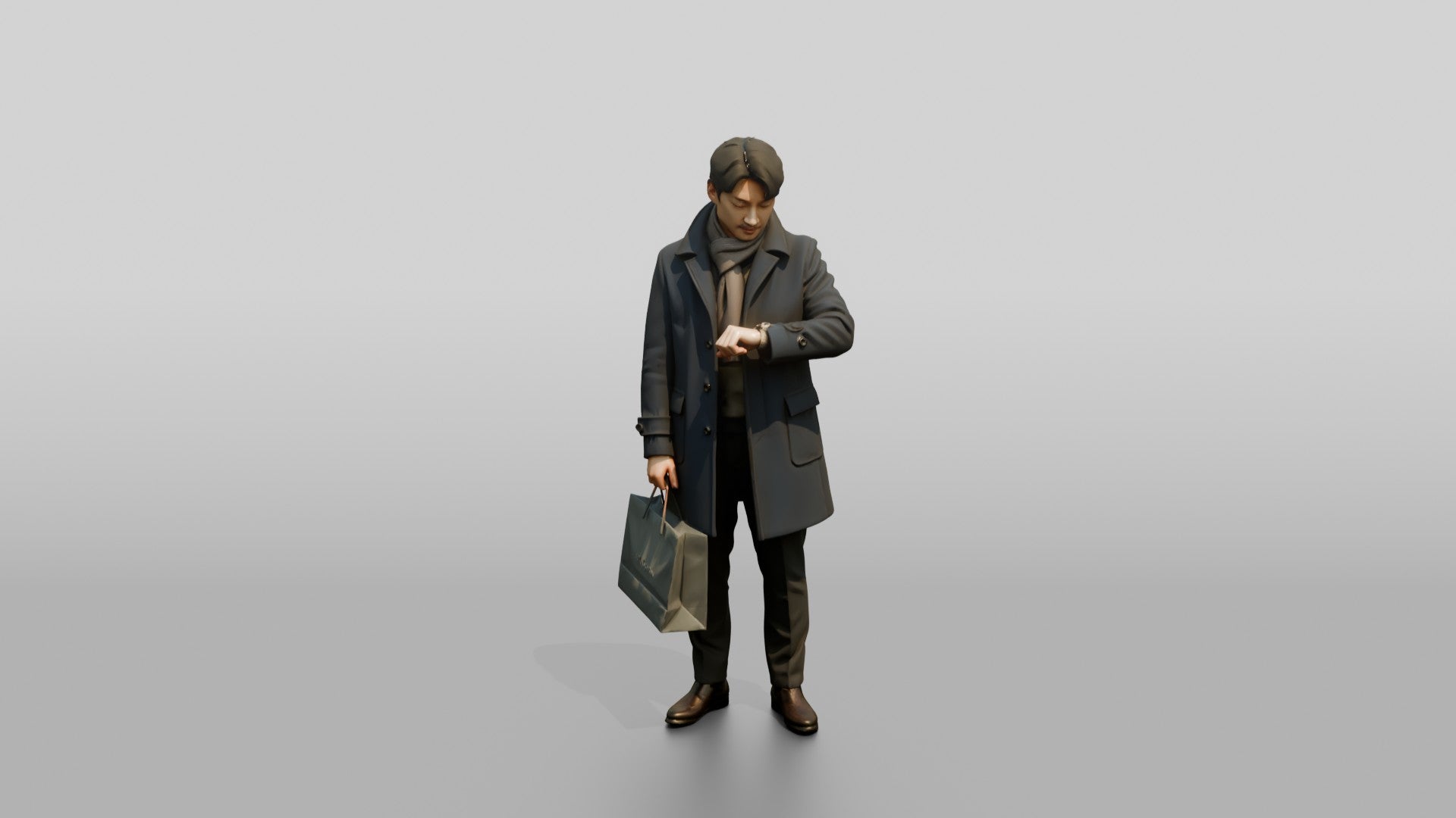 Man Checking His Watch in Winter Coat