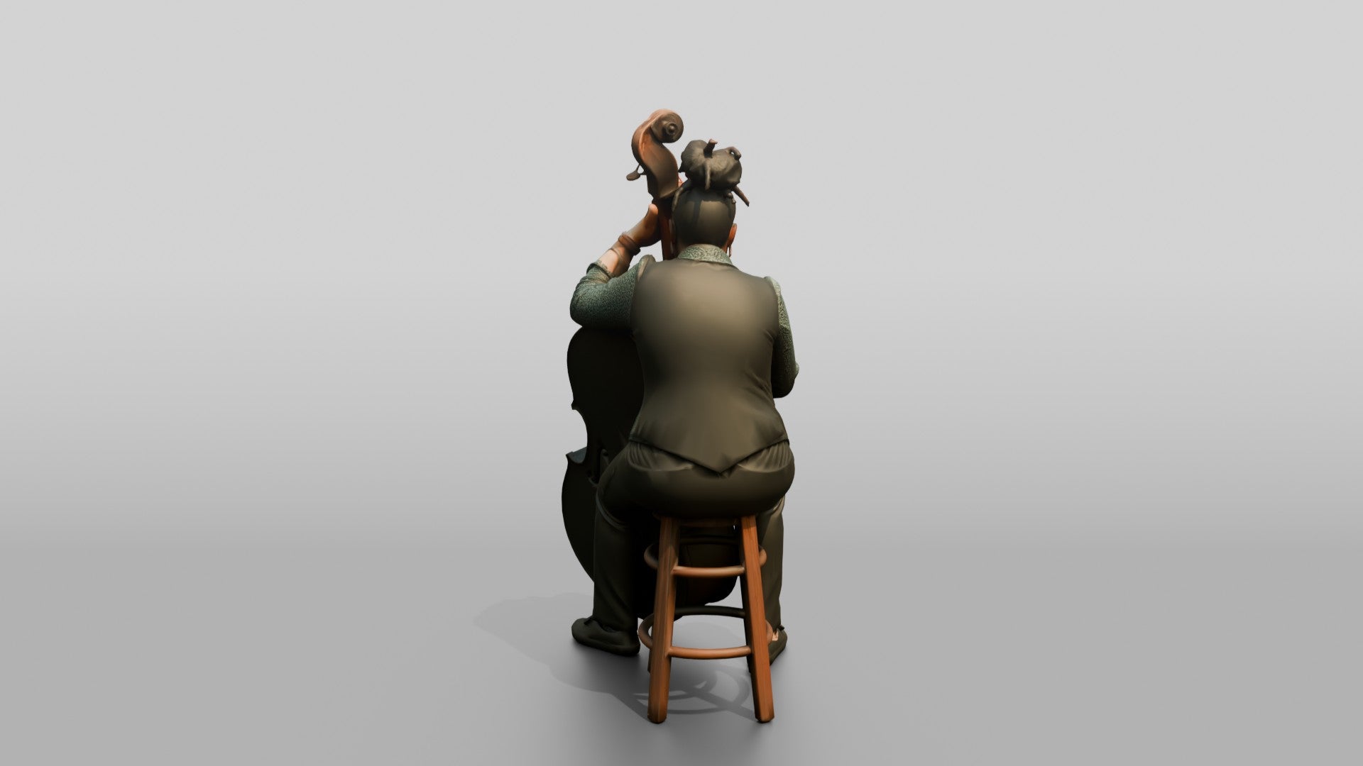 Jazz Double Bassist Plucking Strings