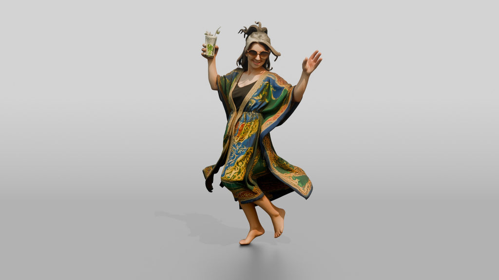 Boho Woman in a Colorful Kaftan