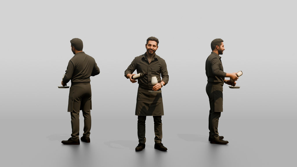 Server Holding a Bottle of Red Wine