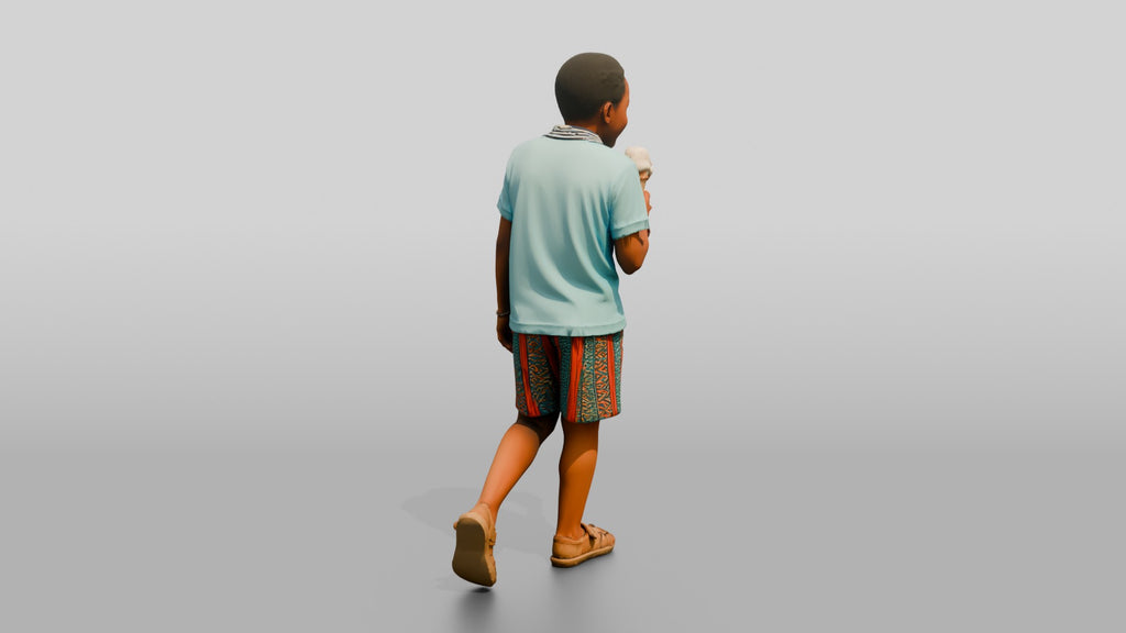 Young African Boy Holding an Ice Cream Cone