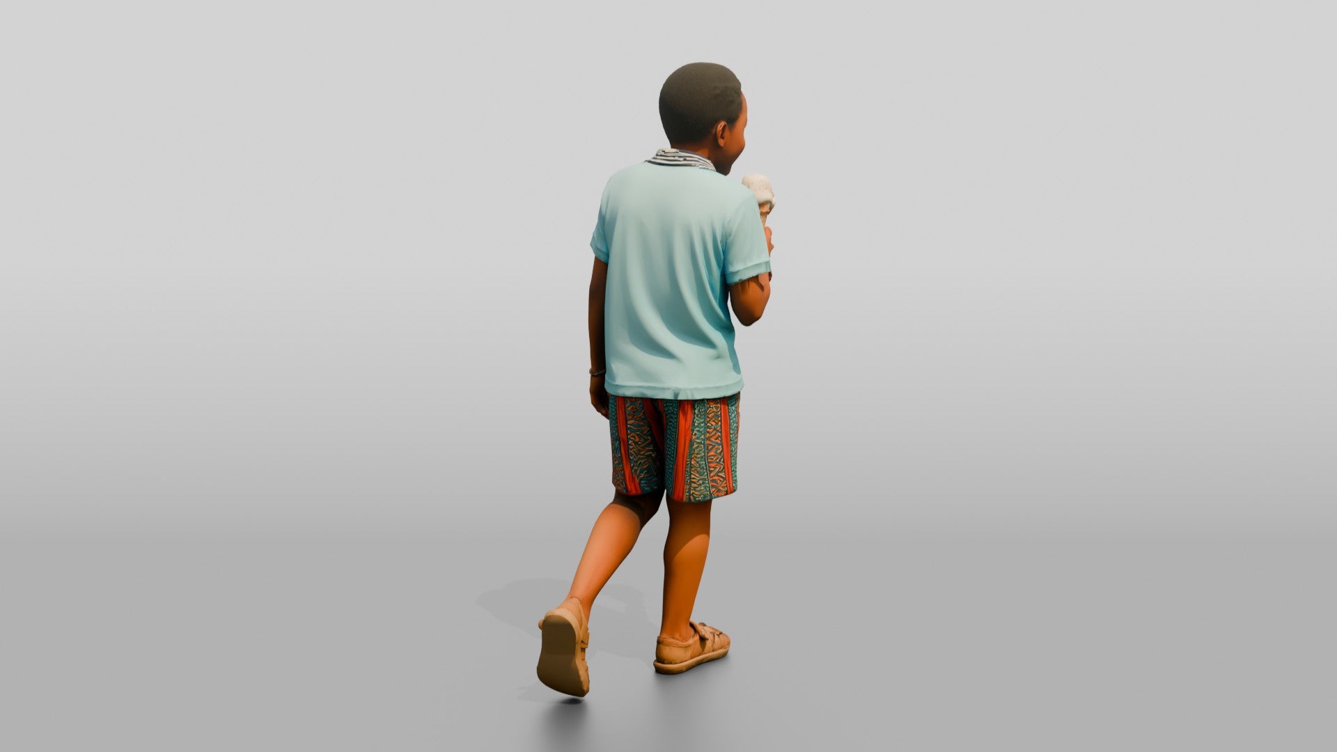 Young African Boy Holding an Ice Cream Cone