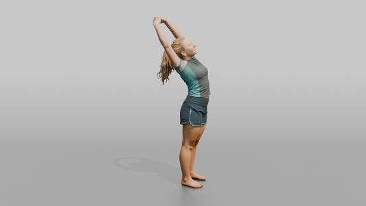 Surfer Stretching Before Paddling Out - 3D character model, view 1