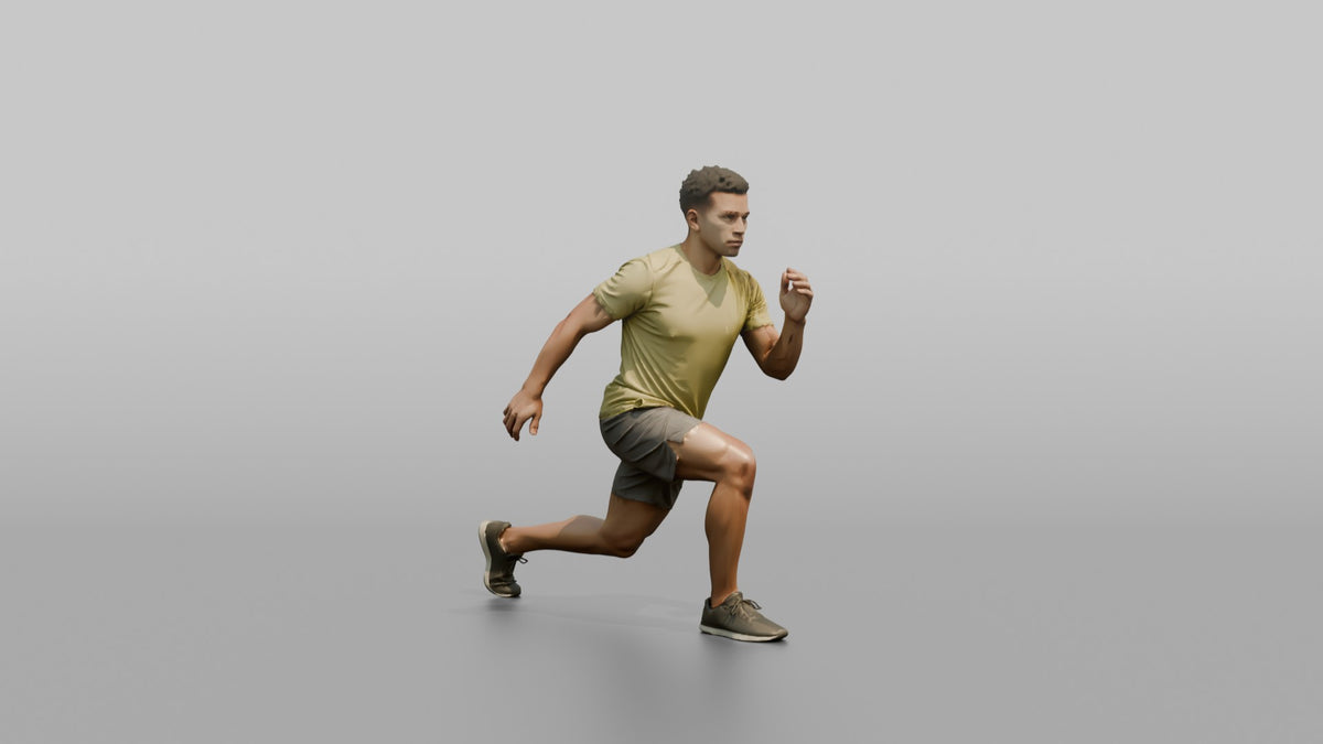 Bodyweight Athlete Man In A Deep Bodyweight Lunge - 3D character model, view 4