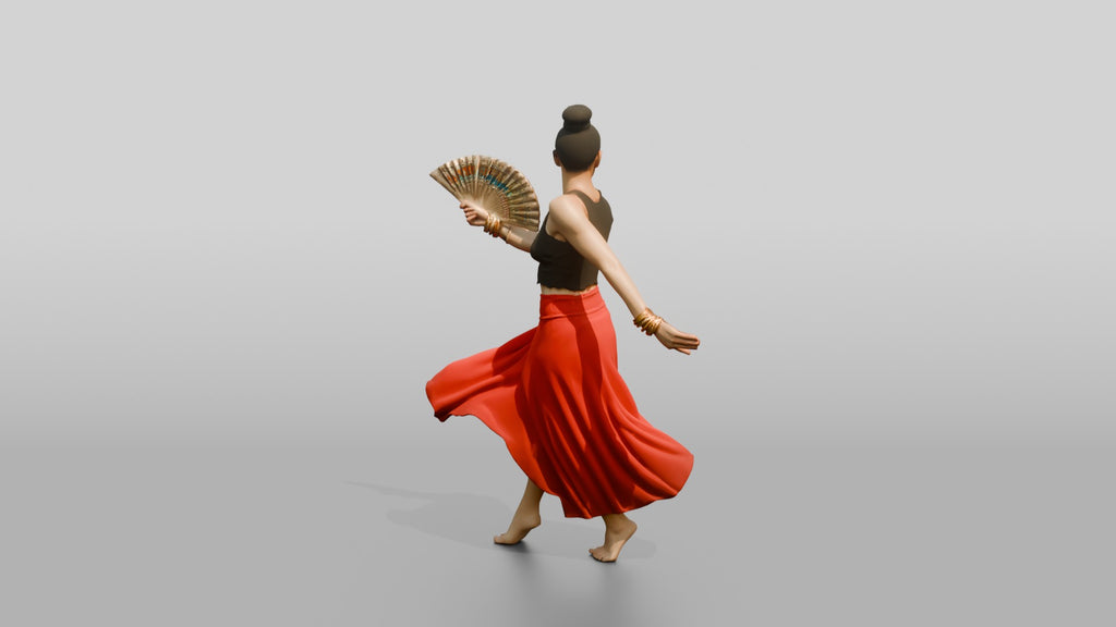 Boho Dancer with a Hand Fan