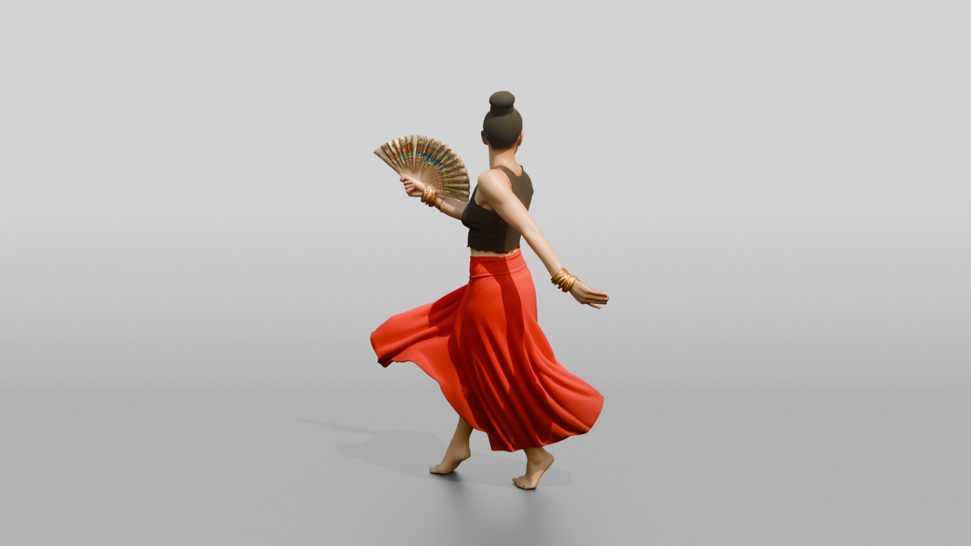 Boho Dancer with a Hand Fan