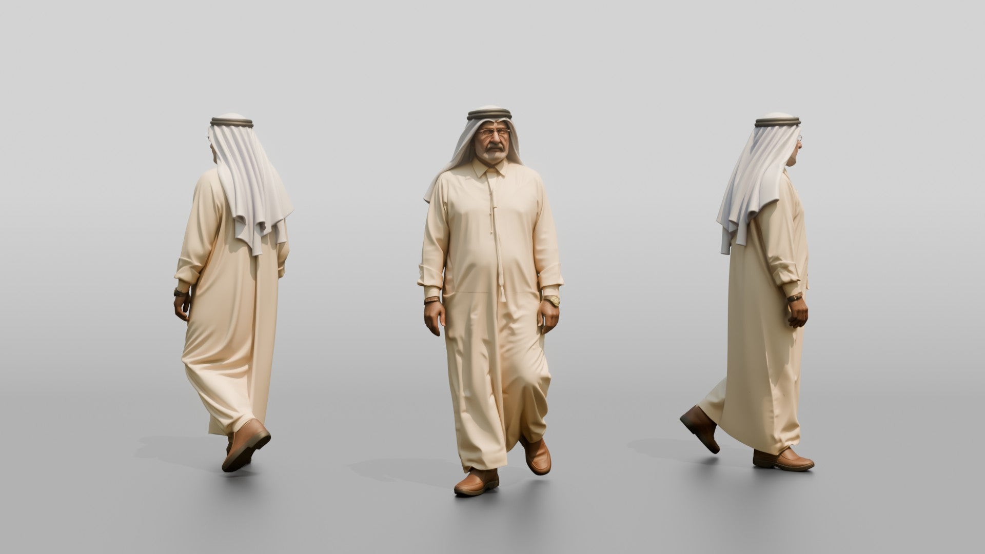Elderly Stocky Emirati Man in Kandura and Ghutra