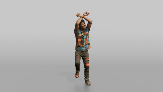 Patron Woman Dancing With Both Arms Crossed Overhead, Colorful Streetwear - 3D character model