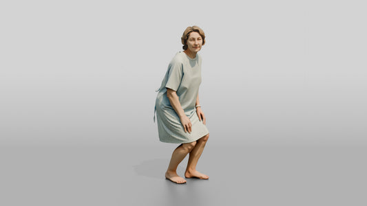 Woman Patient Walking Off Balance - 3D character model, view 1