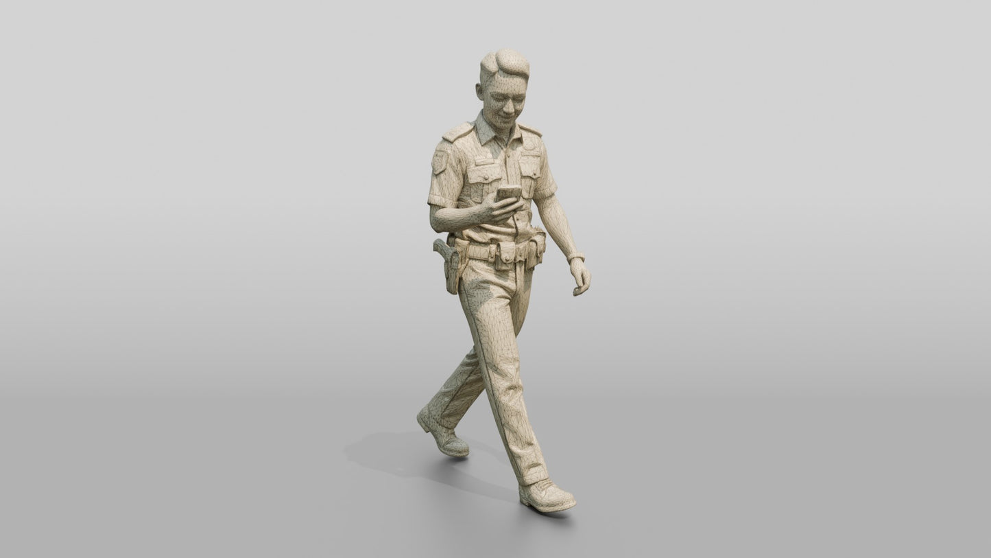 Police Officer Strolling on His Phone