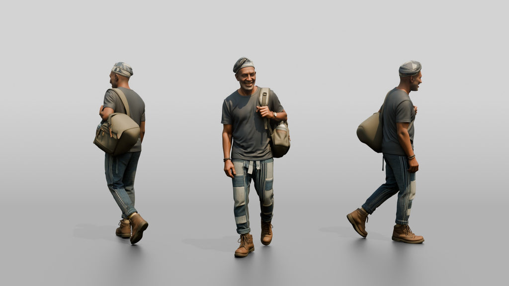 Elderly African Man Exploring with a Backpack