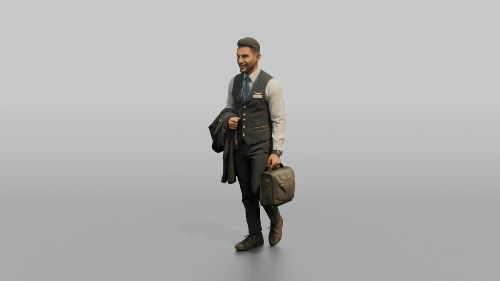 Black Co-Pilot Holding a Flight Bag