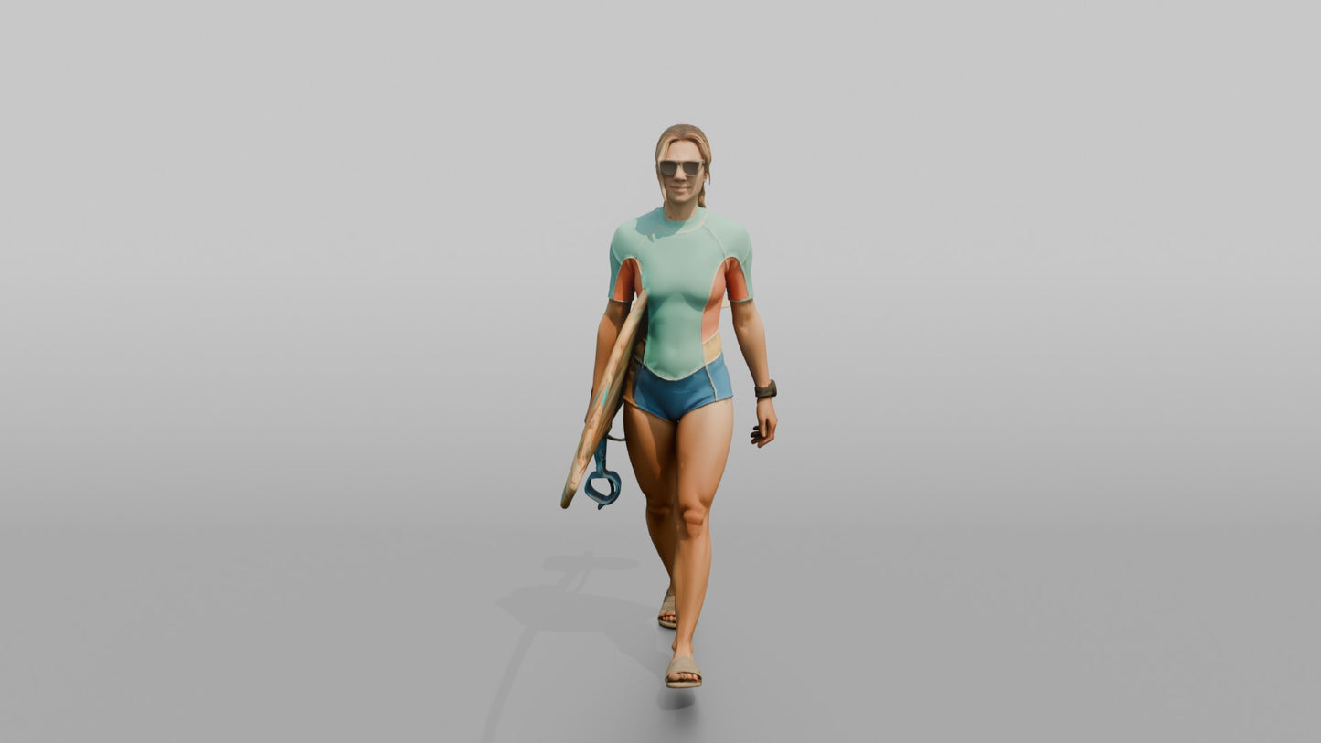 Surfer Walking Gracefully in a Wetsuit