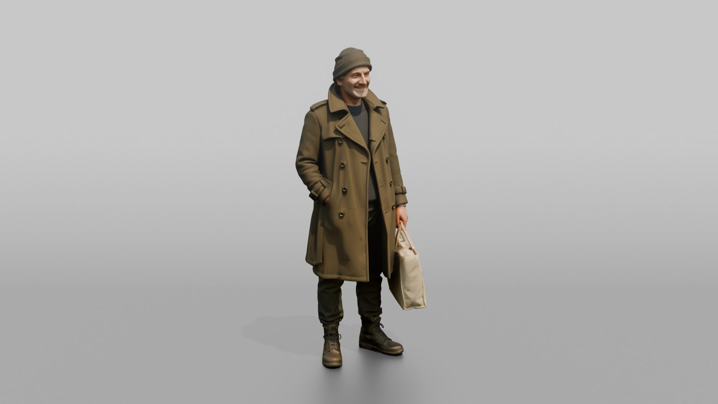 British Man Standing in a Winter Trench Coat