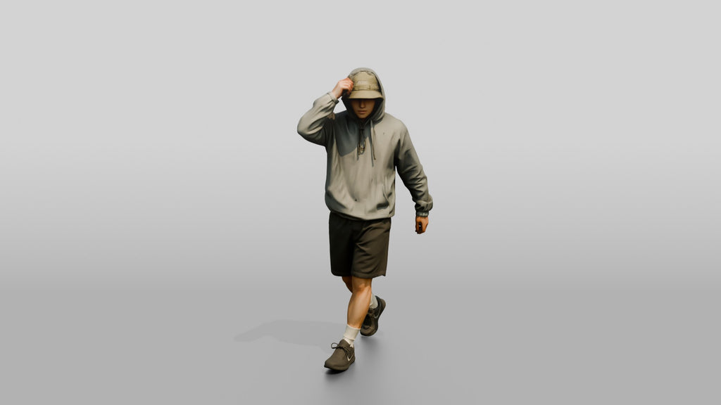 Man Pulling Up Linen Hoodie