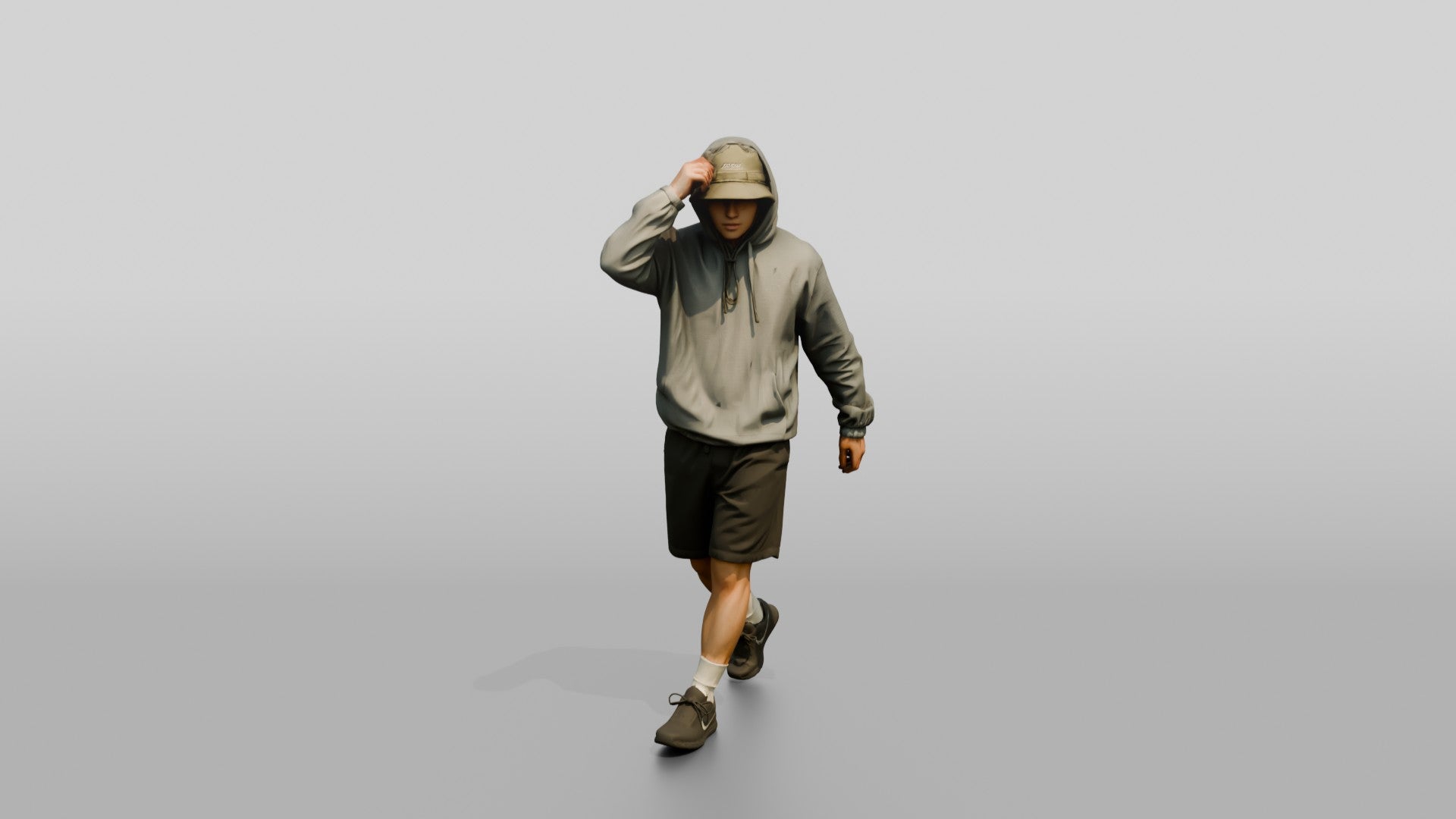 Man Pulling Up Linen Hoodie