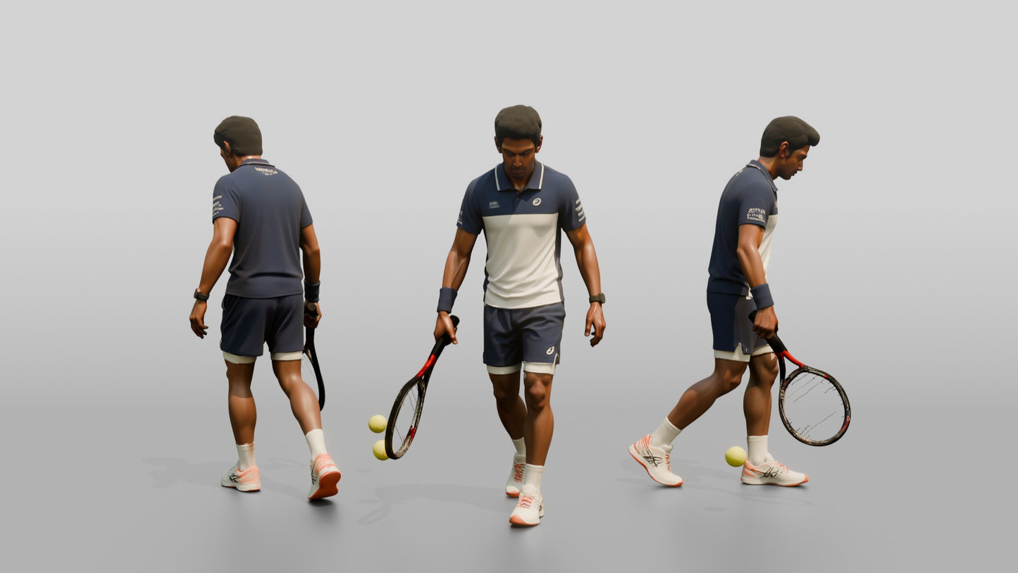 Male Tennis Player Bouncing the Ball Before a Serve