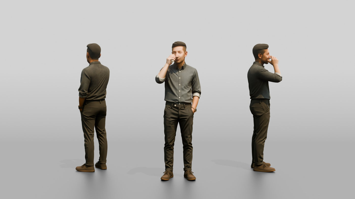Man Drinking Coffee at Reception