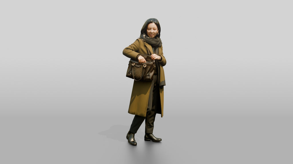 Woman Reaching Into Her Handbag