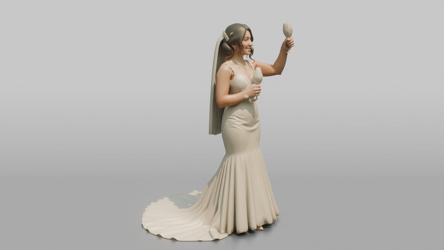 Latina Bride Toasting with a Champagne Glass