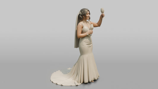 Latina Bride Toasting with a Champagne Glass - 3D character model, view 1