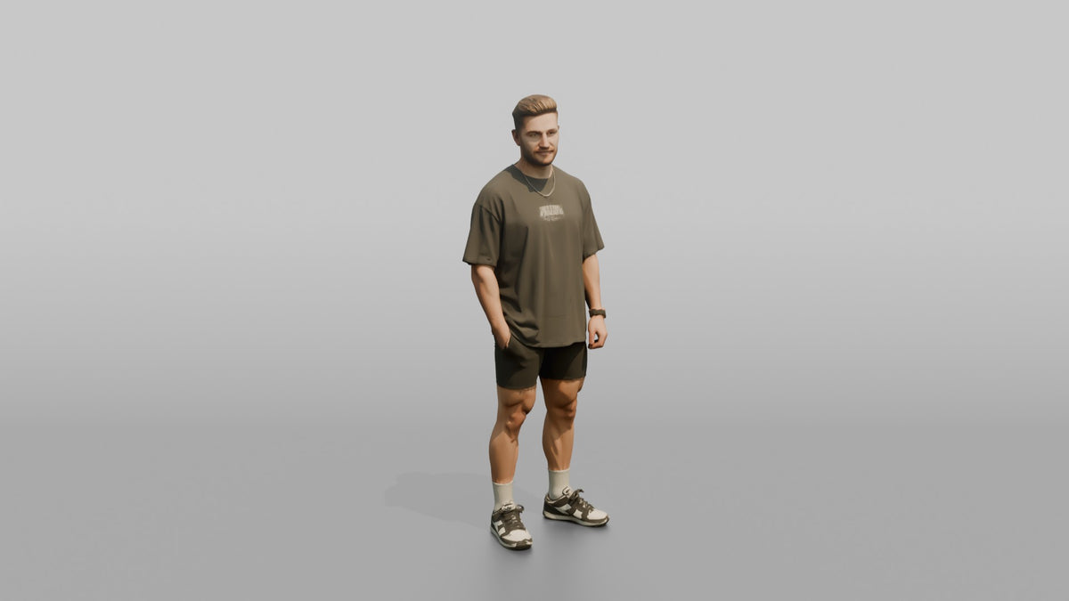 Fitness Influencer Man Standing At A Slight Angle, Confident Posture - 3D character model