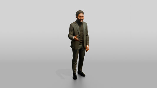 Businessman Gesturing While Explaining - 3D character model, view 1