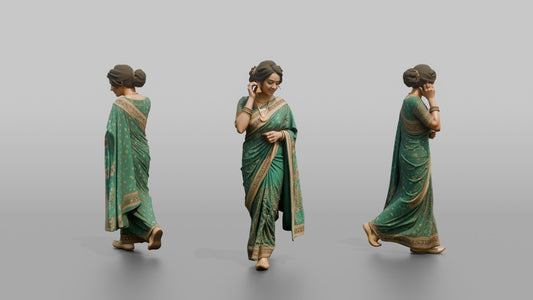 South Asian Wedding Guest Adjusting Her Earrings