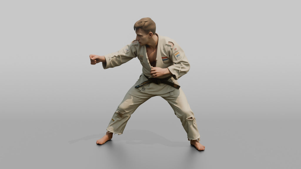 Judo Practitioner Tense Clinch Control Stance