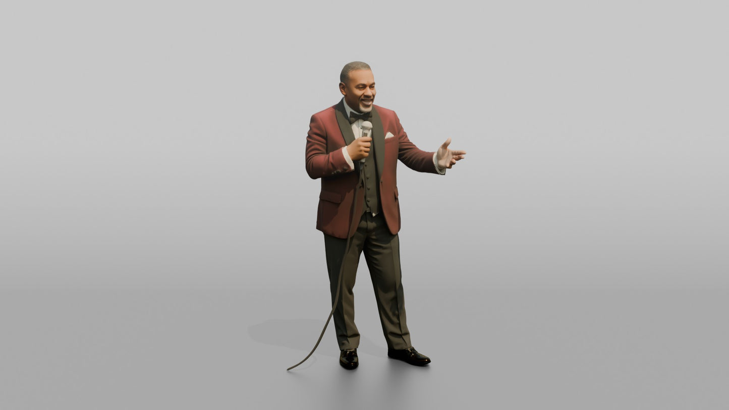 Black Groom Gesturing Mid-Speech