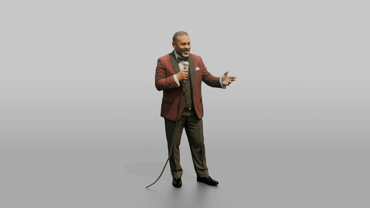 Black Groom Gesturing Mid-Speech - 3D character model, view 1