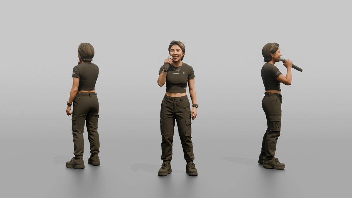 Club DJ Woman Holding A Microphone In One Hand - 3D character model, view 1