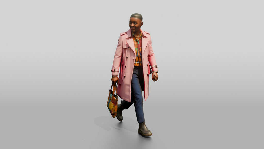Stylish African Man in a Pink Trench Coat