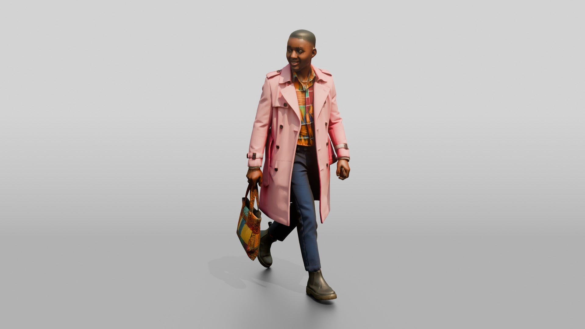 Stylish African Man in a Pink Trench Coat