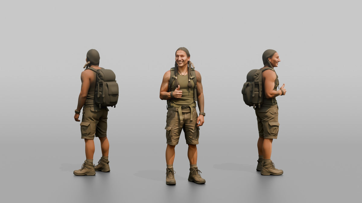 Hiker Giving a Thumbs-Up - 3D character model