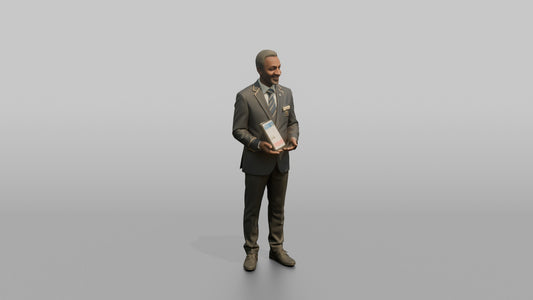 Concierge Woman Holding A Tablet With A City Guide Open - 3D character model