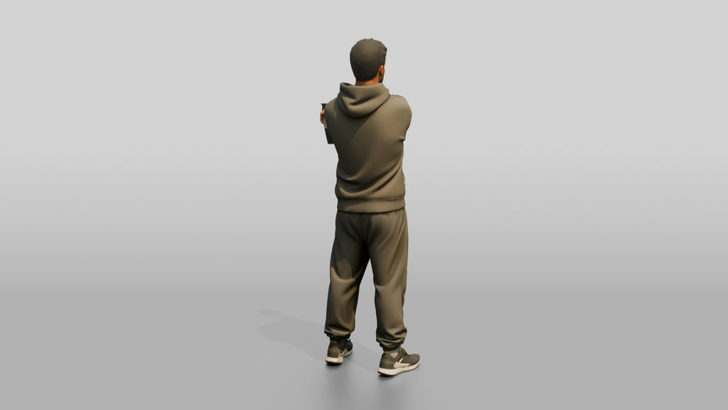 Man Stretching Arms with Protein Shaker