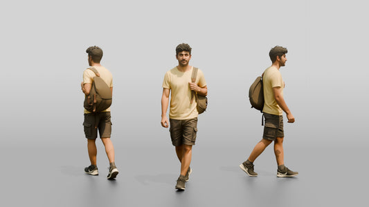 Slender Greek Young Man Carrying a Backpack