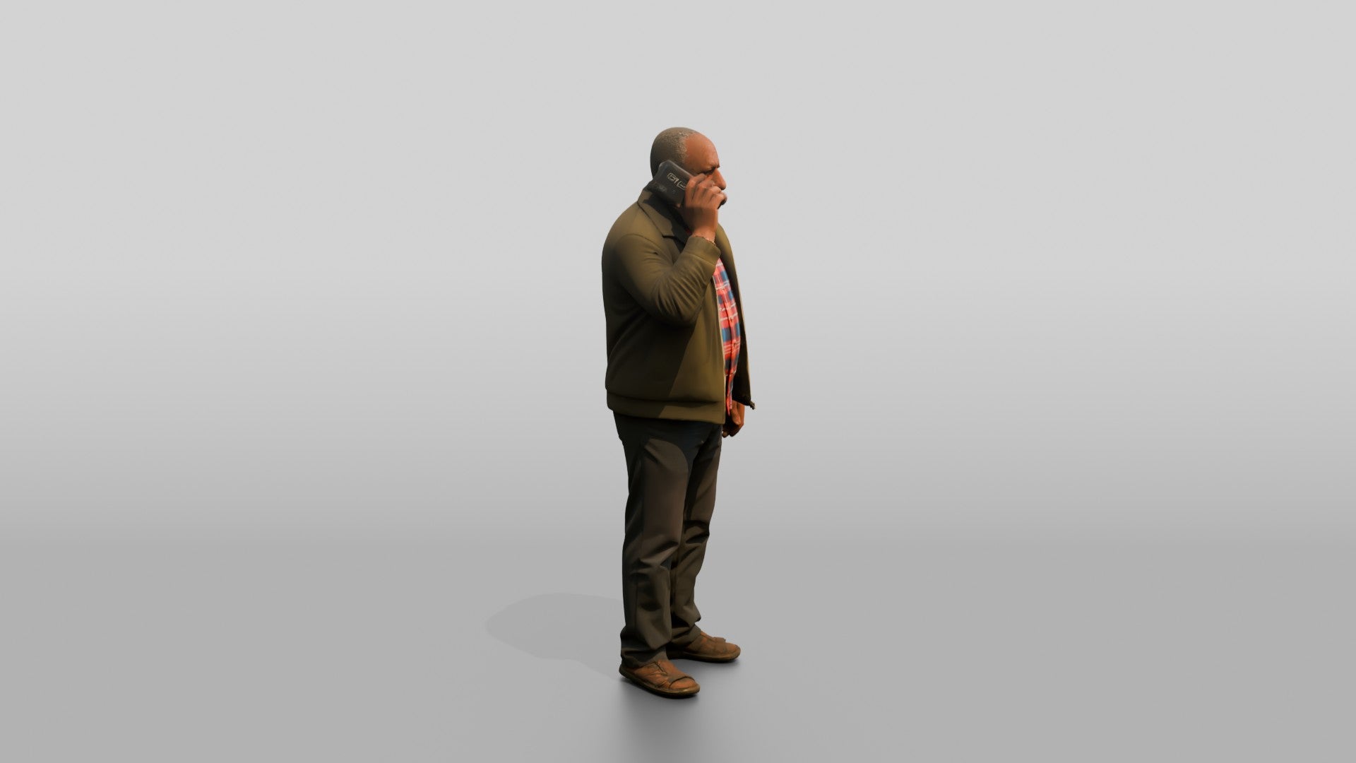 Elderly African Man Talking on the Phone