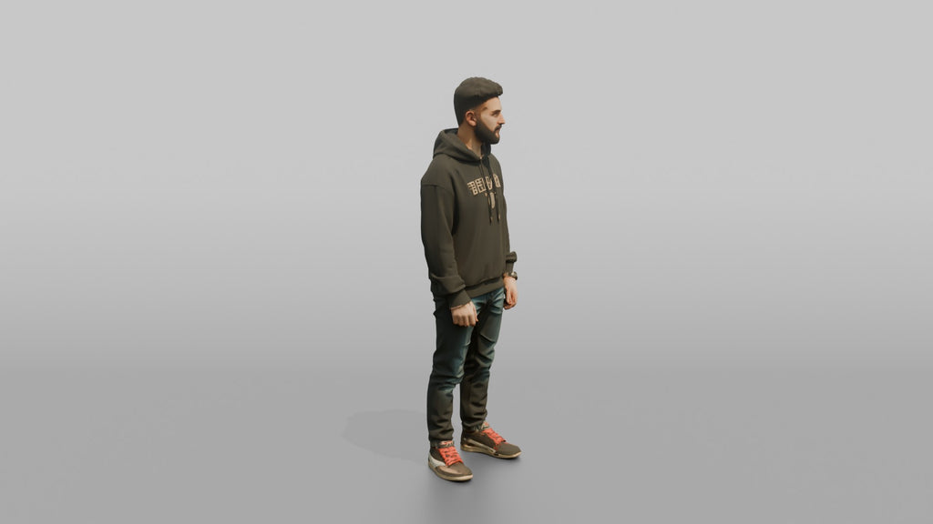 Middle Eastern Man in Dark Hoodie and Jeans