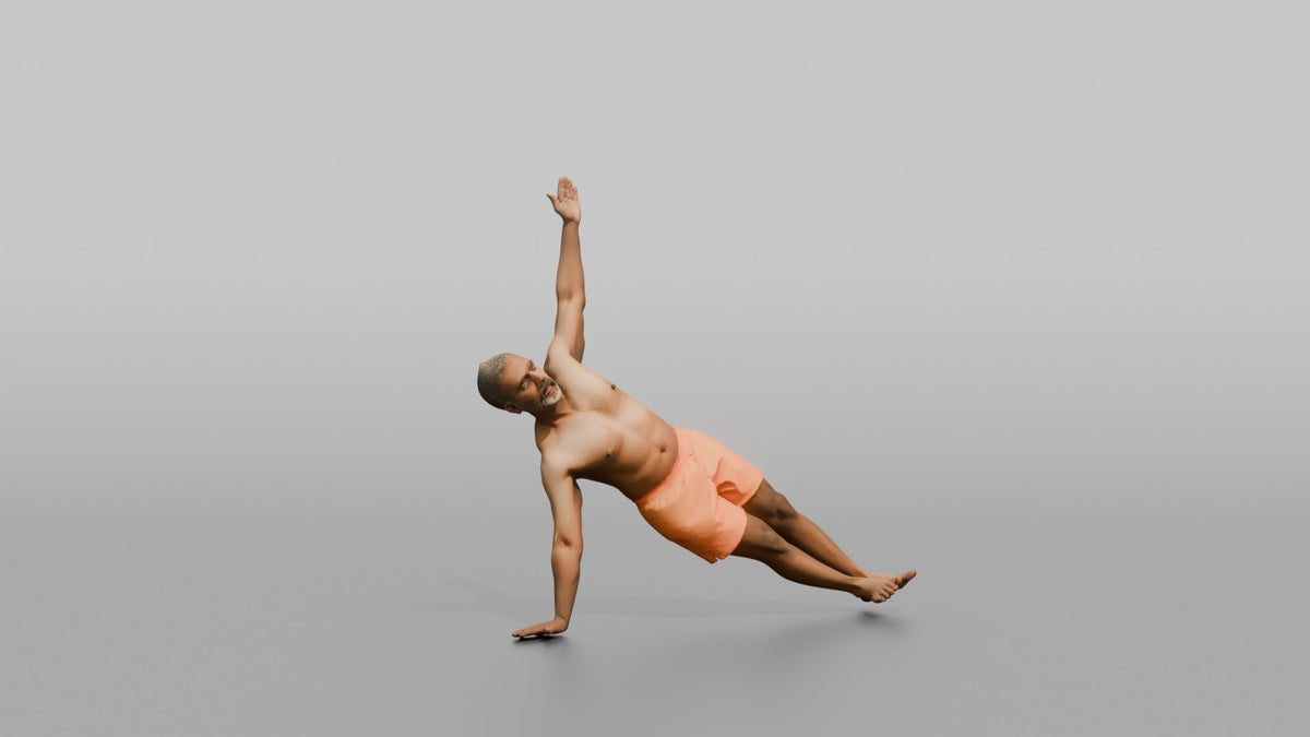 Bodyweight Athlete Man Holding A Side Plank - 3D character model, view 5