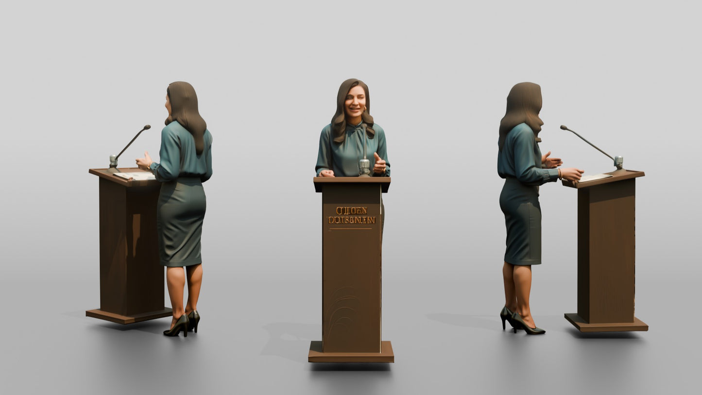 Woman Giving a Presentation at a Podium