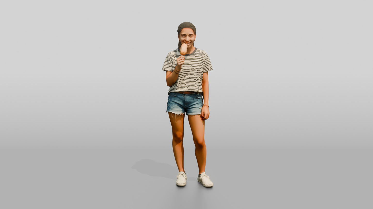 Tall Spanish Teenage Girl Eating an Ice Pop