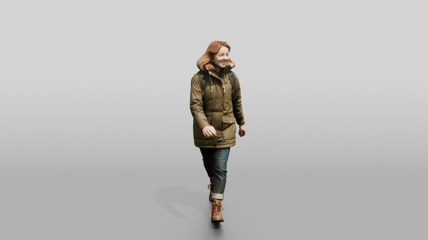 Caucasian Woman in Technical Winter Parka