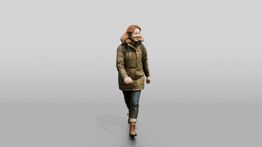 Caucasian Woman in Technical Winter Parka - 3D character model, view 1