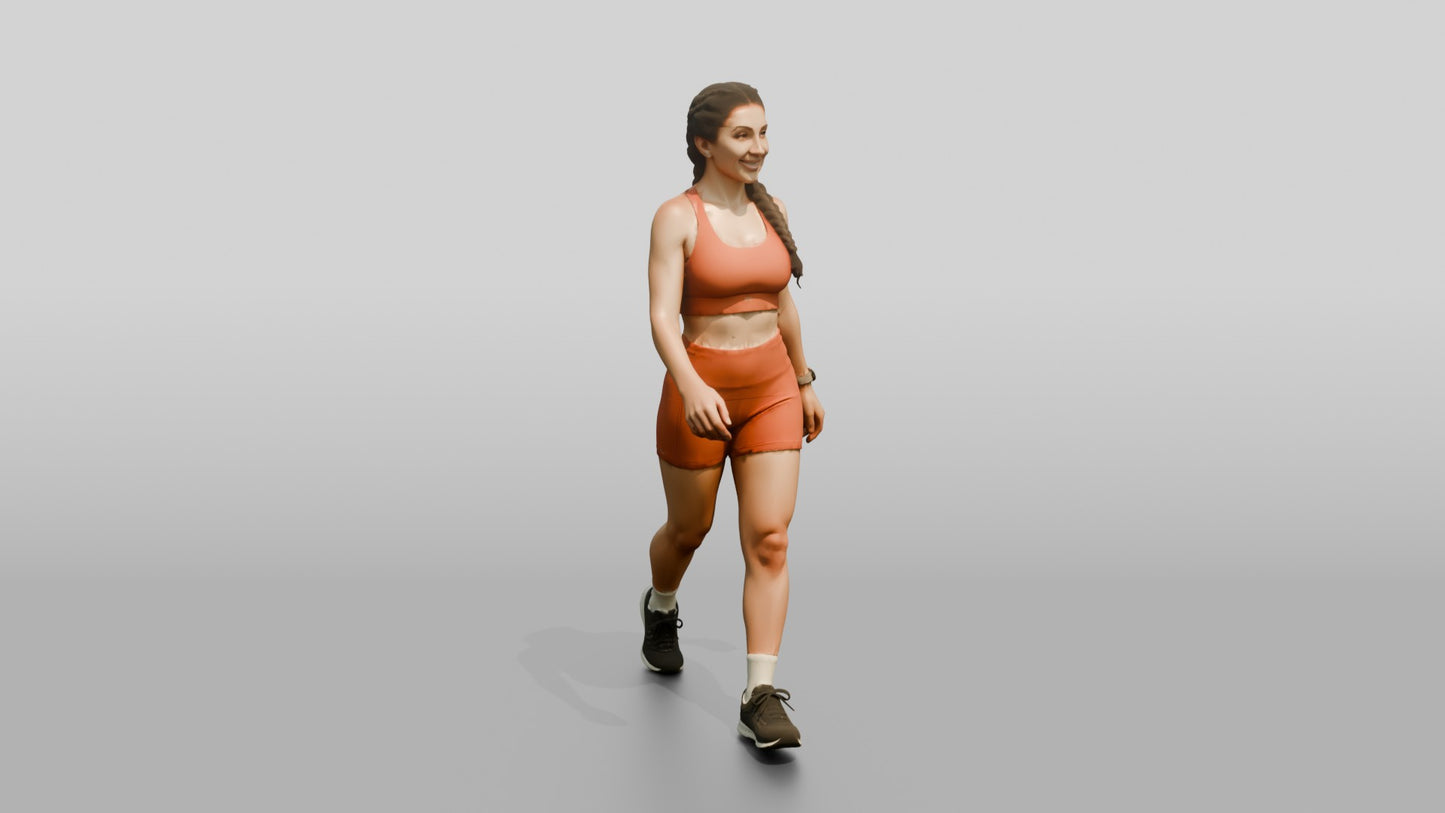 Woman in Rust Orange Activewear Walking