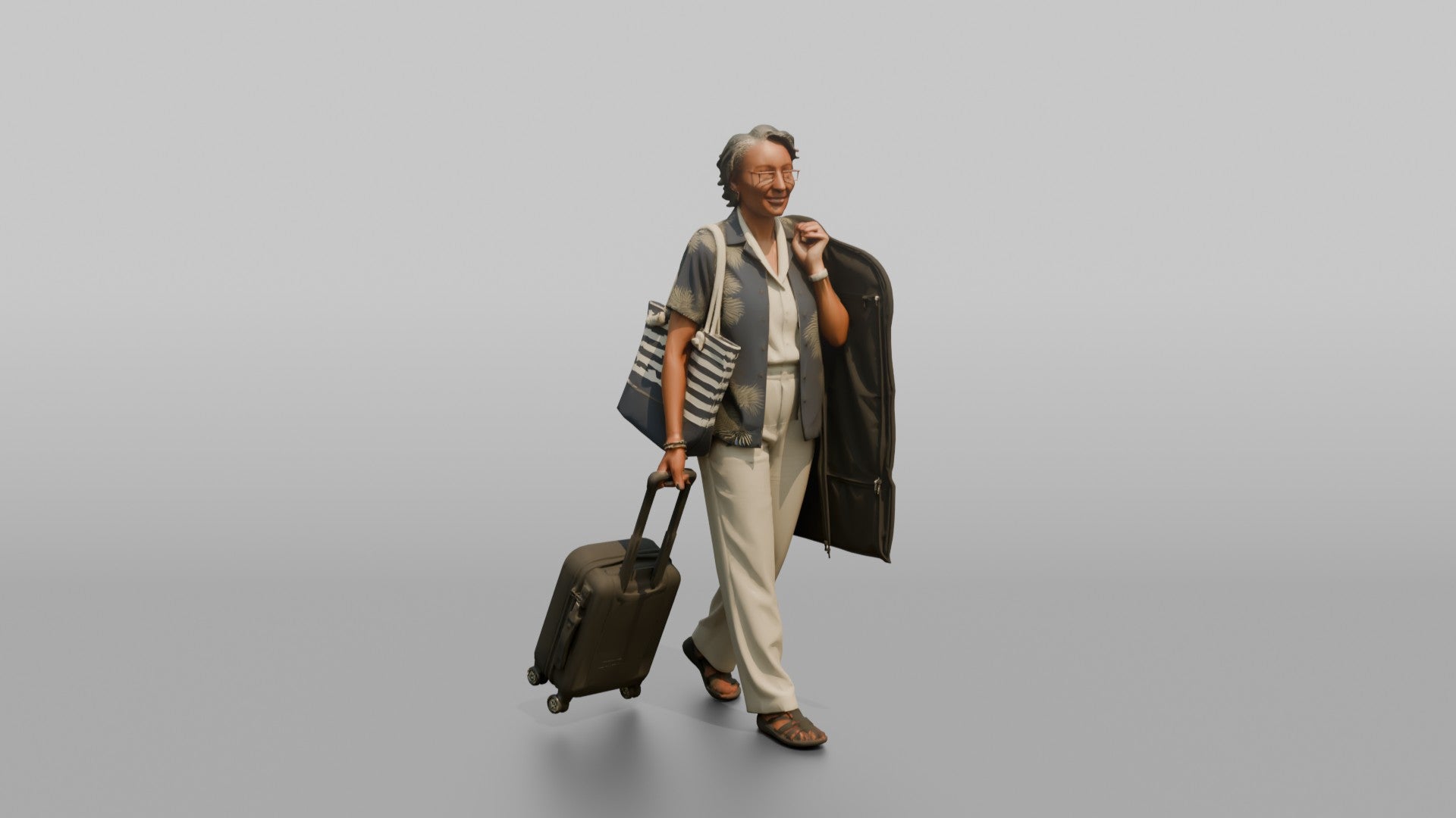 Traveler Carrying A Beach Bag