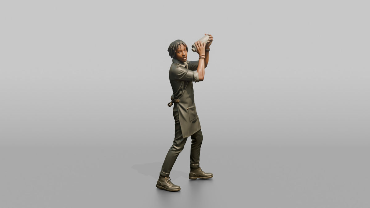 Bartender Man Shaking A Cocktail Shaker Overhead - 3D character model, view 2